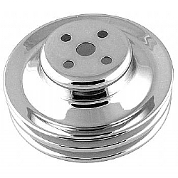 1963-1968 V-8 WATER PUMP PULLEYS - DOUBLE SHEATH - CHROMED