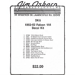 1962-1963 DECAL KITS - 144 CU.IN. - 13 PIECES