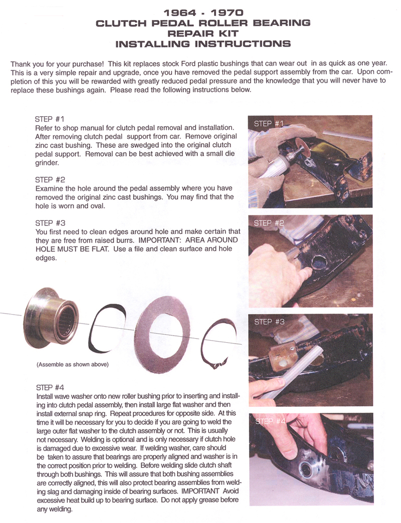 Clutch Pedal Repairt Kit Installation Instructions