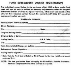 1963-1965 SUBSEQUENT OWNERS REGISTRATION SHEETS