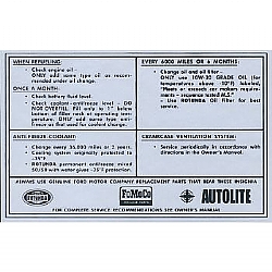 1965-1966 SERVICE SPECIFICATION DECALS