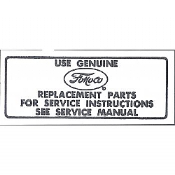 1965-1967 AIR CLEANER SERVICE INSTRUCTION DECALS