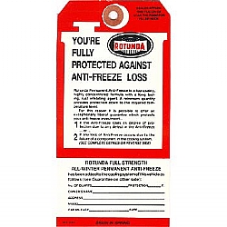 1965-1966 "ROTUNDA" ANTIFREEZE TAGS