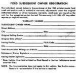 1963-1965 SUBSEQUENT OWNERS REGISTRATION SHEETS