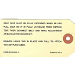 1964-1967 SEAT BELT RETRACTOR INSTRUCTION TAGS