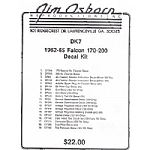 1962-1965 DECAL KITS- 170/200 CU.IN. - 16 PIECES