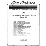 1963-1964 DECAL KITS - V-8 & SPRINT - 15 PIECES