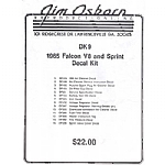 1965 DECAL KITS - V-8 & SPRINT - 14 PIECES