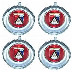 1963-1965 WIRE HUBCAP CENTER EMBLEMS- SET OF 4